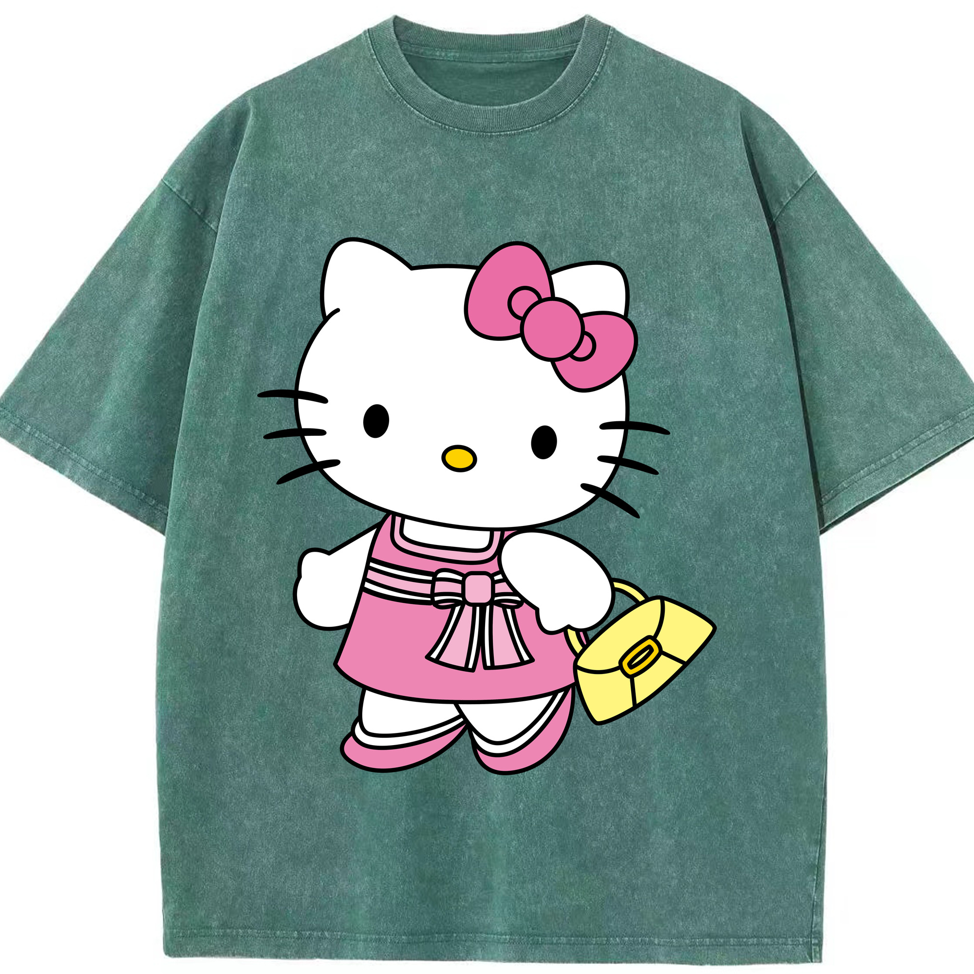（画像用） Hello Kitty ハローキティ 綿100% ヴィンテージ風 半袖Tシャツ（フロントプリント）